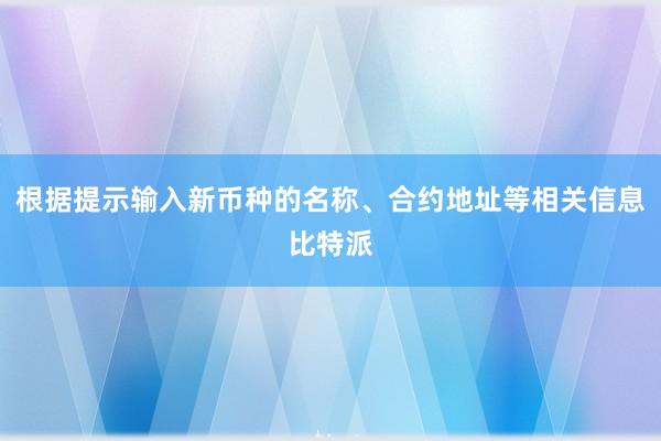 根据提示输入新币种的名称、合约地址等相关信息比特派