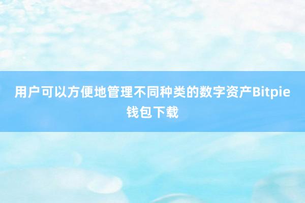 用户可以方便地管理不同种类的数字资产Bitpie钱包下载