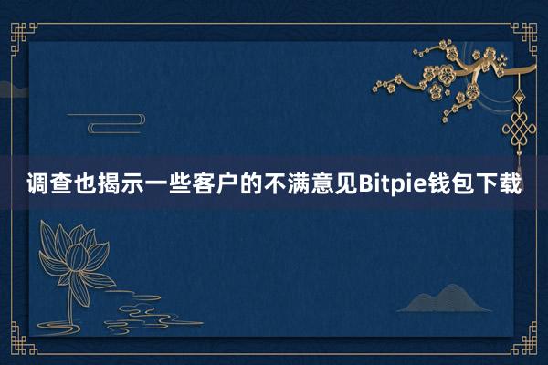 调查也揭示一些客户的不满意见Bitpie钱包下载