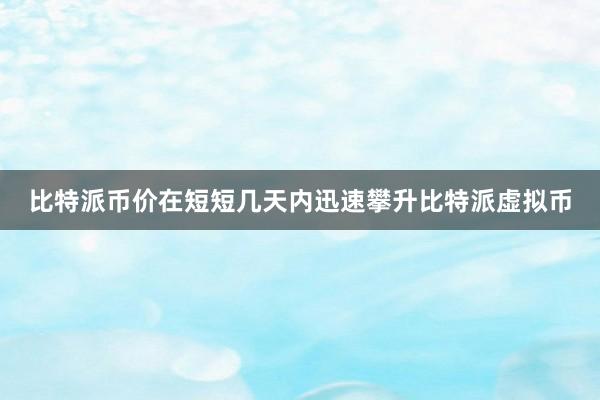 比特派币价在短短几天内迅速攀升比特派虚拟币